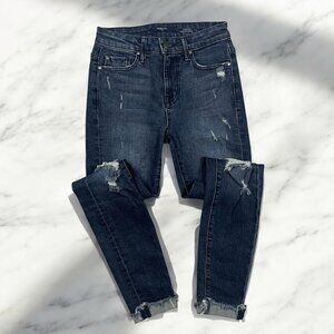 Fidelity Gwen High Rise Skinny Jeans Size 24 Waist Abbot Vintage W/ Holes Cuffed